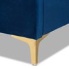 Baxton Studio Fabrico Glam and Luxe Navy Blue Velvet Upholstered and Gold Metal Queen Size Platform Bed 214-10941-ZORO